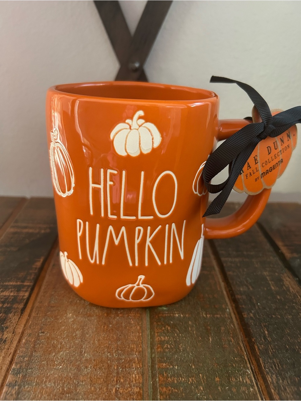 Rae Dunn Orange HELLO PUMPKIN Fall Mug With Pumpkins NEW